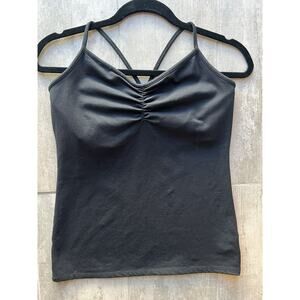$62 So Low Black Fitted Stretch Built in Shelf Bra Tank Top V Neck Athletic S